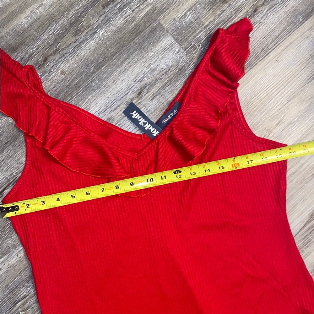 NWT MODCLOTH Ruffle Me This Red Ribbed Tank XL